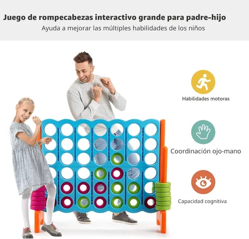 Miniatura 3 de COSTWAY Juego Gigante Jumbo 4 en Raya, Conecta 4 para Niños y Adultos, 3.5 Pies de Alto para Interiores y Exteriores con 42 Anillos Jumbo