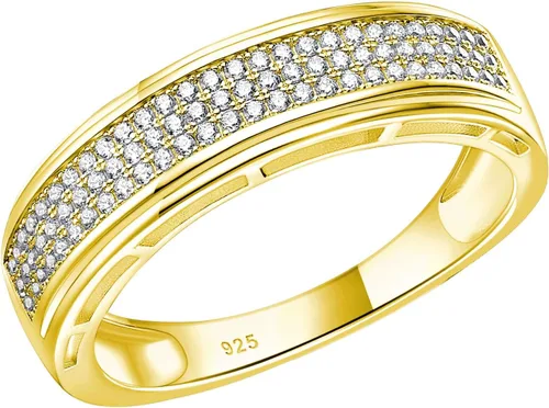 Anillos de boda para hombres, anillos de plata de ley 925, hip hop, aniversario, alianza de boda, regalos para hombres, chapado en oro, 1 unidad,