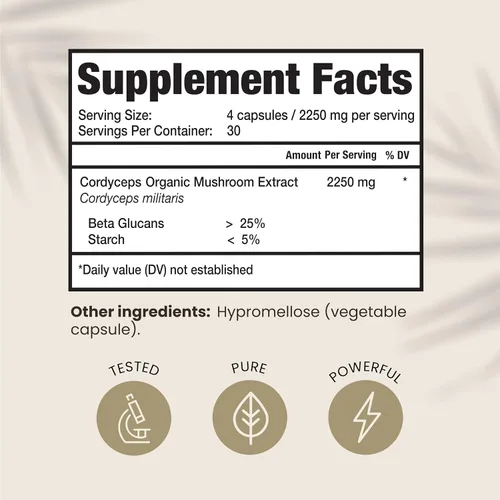Miniatura 2 de HPD Rx Suplemento de rendimiento de extracto de hongo Cordyceps orgánico prémium para energía, resistencia e inmunidad 2250 mg, 240 cápsulas