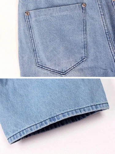 Miniatura 7 de Kinghua Pantalones cortos de mezclilla holgados para hombre, estilo casual, ajuste holgado, hip hop, monopatín