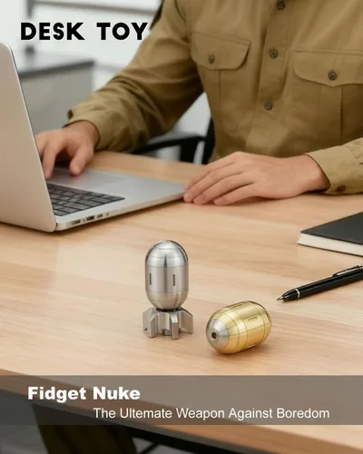 Miniatura 3 de Juguetes antiestrés de metal de estilo atómico para adultos, juguete de escritorio 3 en 1 con spinner y clic EDC, accesorios geniales para aliviar