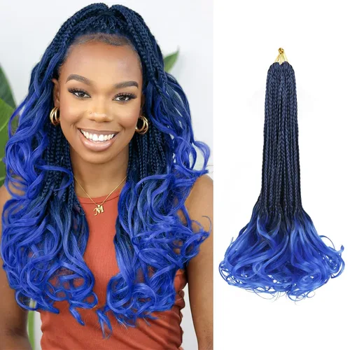 Miniatura 13 de Rizos franceses de cabello de ganchillo para mujeres negras, 14 pulgadas, paquete de 8 unidades, de color marrón degradado a rubio, suave