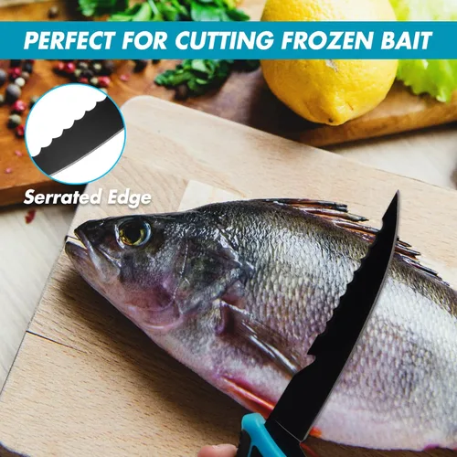 Miniatura 7 de FLISSA Juego de cuchillos de filete, cuchillo deshuesador y cuchillos de cebo con afilador, funda protectora, clip para cinturón, mango