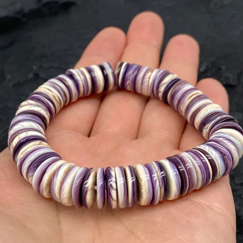 Miniatura 4 de ABCGEMS Wampum Shell Beads Pulsera USA Authentic Quahog East Coast (primera moneda de América 1637-1673) de origen ético - Producción de lotes