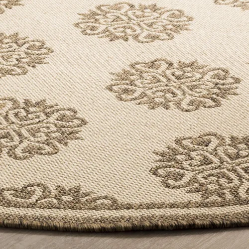 Miniatura 4 de SAFAVIEH Alfombra lavable al aire libre Linden Collection – 6'7" redonda, crema y beige, no desprende pelusa y fácil de limpiar, ideal para patio