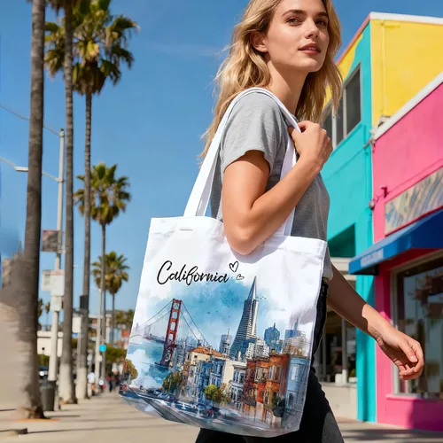Miniatura 2 de Bolsa de algodón para mujer, regalos de recuerdos, bolsas de tela reutilizables, regalos de diseño artístico de acuarela