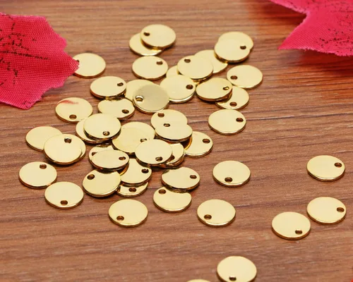 Miniatura 2 de Shapenty Dijes pequeños y redondos de acero inoxidable para estampado en blanco, mini discos para pulseras, aretes, collares, dijes, joyería