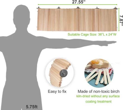Miniatura 5 de YKD Chinchilla - Juguete de plataforma flexible de madera de abedul natural, valla de rueda de chinchilla, juguetes de escalada de animales pequeños