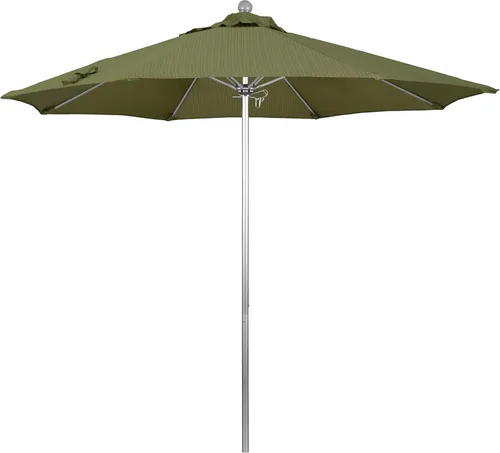 Miniatura 12 de California Umbrella Paraguas redondo de aluminio/fibra de vidrio de 9', empuje abierto, poste de plata, tela azul real de olefina