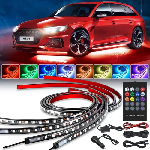 Miniatura 11 de Nilight 4 Piezas Tiras de Luces de Acento de Neón Underglow de Aluminio 396 LEDs Color de Ensueño Asistencia de Puerta Función Activa de Sonido