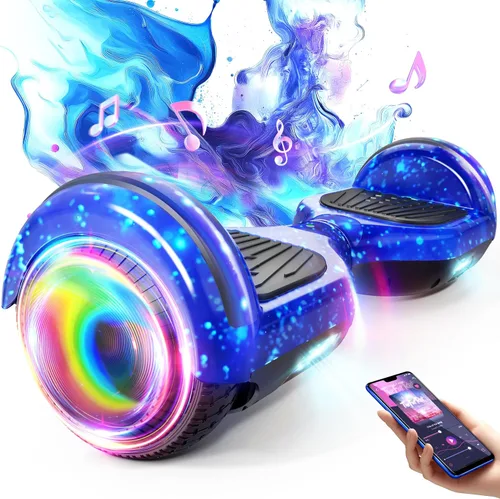 SISIGAD Scooter, 6.5" Flash Wheels & Corlorful LED Lights, All for Girls Boys Kids Ages 6+ H-Star Azul