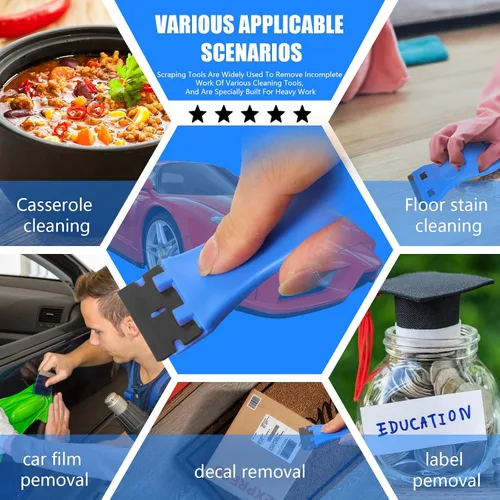 Miniatura 4 de Honoson 300 cuchillas raspadoras de plástico para rascador de plástico, cuchillas de afeitar de doble filo con ranura para punta, cuchillas de borde