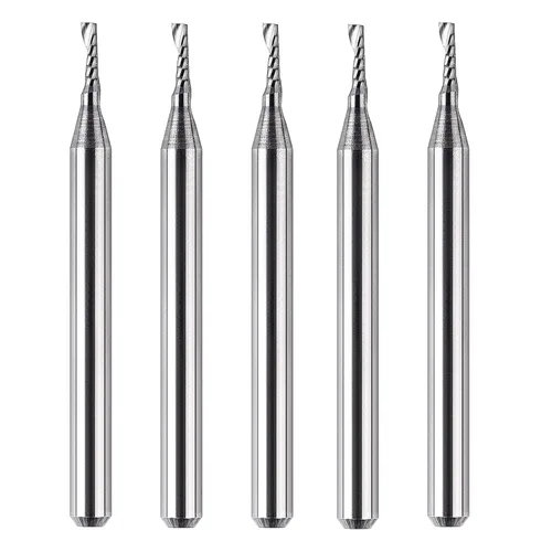 SpeTool 5 fresas de carburo en espiral de carburo con diámetro de corte de 1/16 pulgadas, vástago de 1/8 pulgadas, longitud de corte de 3/16