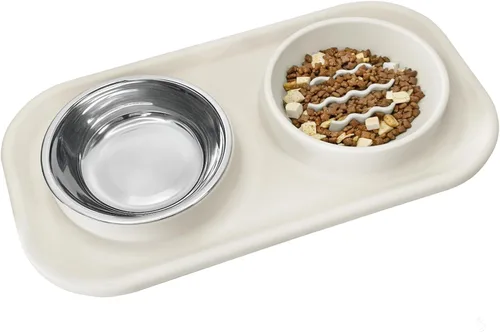 Miniatura 11 de Cuencos para gatos para alimentos y agua, cuencos dobles premium removibles de acero inoxidable con fondo antideslizante y soporte elevado