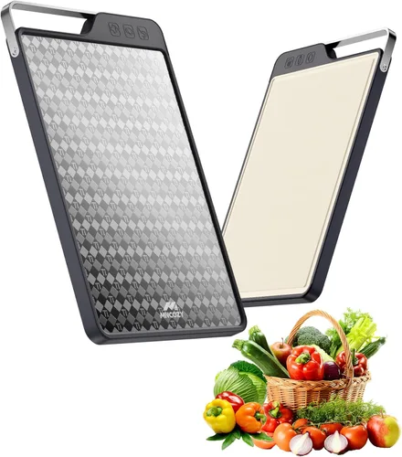 Tabla de cortar de titanio para cocina, titanio puro de doble cara (diseño a cuadros) y paja de trigo PP, corte de grado alimenticio, no tóxico,
