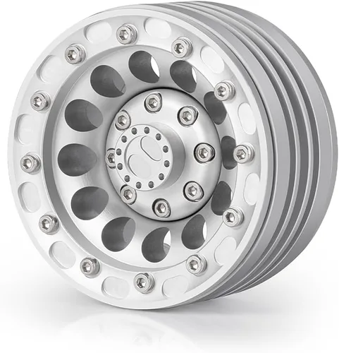 Miniatura 4 de MOHERO Llantas de aleación Beadlock de 1/10 de 1.9 pulgadas para RC Cralwer Axial SCX10 CC01 D90, paquete de 4 unidades (plata mate)