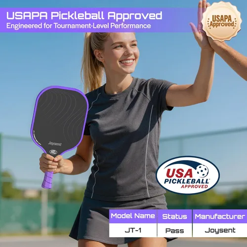 Miniatura 2 de Juego de 2 palas de pickleball aprobadas por USAPA de fibra de carbono con raquetas de pickleball para principiantes, bolas de pepinillo para Púrpura