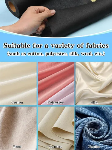 Miniatura 6 de Entretela Fusible Ligera Negra para Coser: 11.6" X 30yd Tela de Entretela para Coser, Entretela Termoadhesiva No Tejida de Un Solo Lado