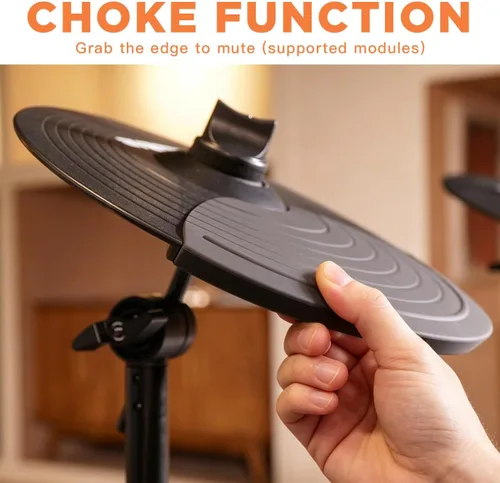 Miniatura 4 de Juego de platillos electrónicos para expansión de batería eléctrica 10 inch Dual-zone Triggering Cymbal With Choking Function, Arm/Clamp and 6.5ft