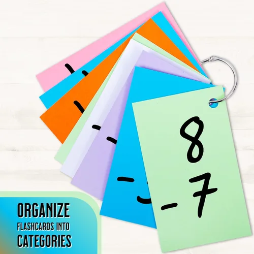 Miniatura 3 de Hapinest 1000 tarjetas flash en blanco, tarjetas de índice de colores de 3 x 5 con 20 anillos de carpeta, tarjetas de índice sin rayas sin rayas