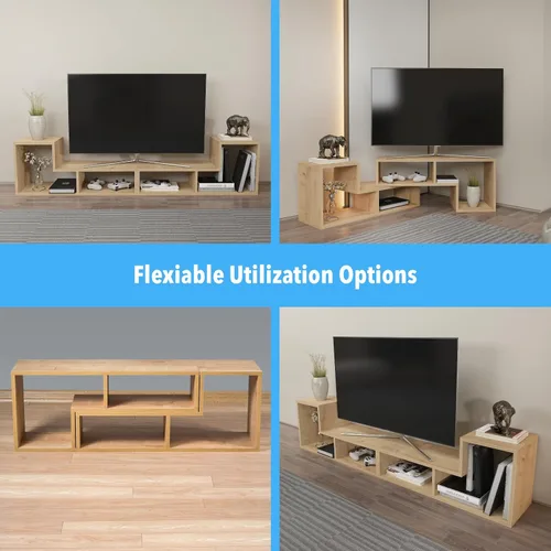Miniatura 3 de Decorotika Cubicco - Soporte modular para TV (2 piezas) con estantes abiertos