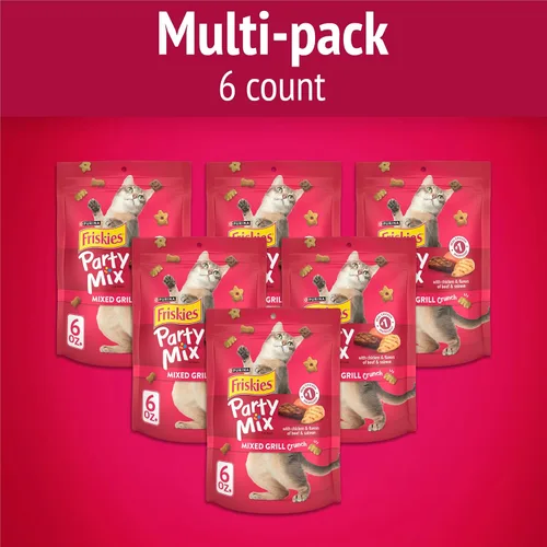 Miniatura 2 de Purina Friskies Made in USA Facilities - Golosinas para gatos, mezcla de fiesta mixta para parrilla, (6) bolsas de 6 onzas