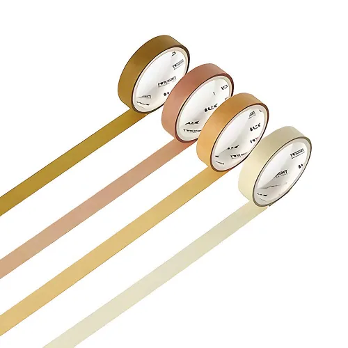 YUBBAEX - Juego de 4 rollos de cinta adhesiva Washi de color natural, cintas decorativas para arte, manualidades DIY, diarios, planificadores,