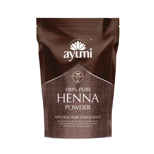 Ayumi Tinte para el cabello con henna pura (Mendhi), 7.05 onzas, polvo para el cabello de henna, tinte para cabello rojo oscuro 100% natural, polvo