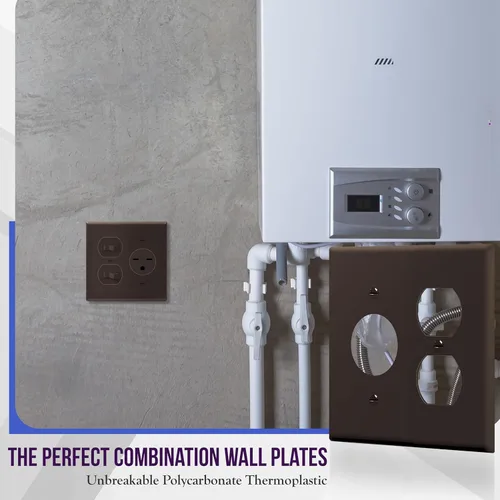 Miniatura 3 de ENERLITES Combinación de salida dúplex / receptáculo individual de 1.406 pulgadas, cubierta de placa de pared con orificio, tamaño estándar de 2