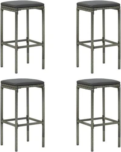 Miniatura 8 de Ensemble de Bar de Jardin 5 Pièces Gris en Bois d'Acacia Massif avec Cousins Amovibles pour Patio, Balcon, Terrasse - Table et Tabourets Résistants