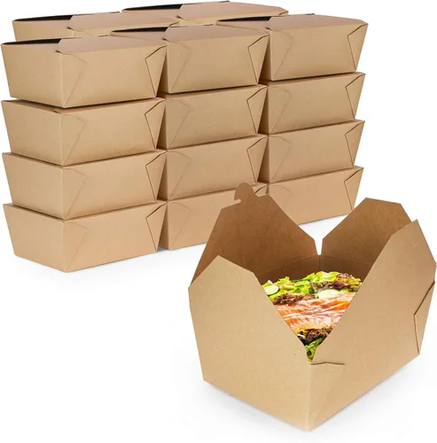 Miniatura 8 de Fit Meal Prep Paquete de 25 recipientes desechables de 110 onzas para llevar para microondas, cajas de papel kraft para llevar, contenedores