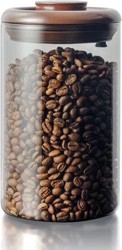 Miniatura 11 de Recipiente de vidrio para café molido hermético de 10 oz – Bote de café molido con tapa Pop Top y válvula de CO₂, recipiente de granos de café