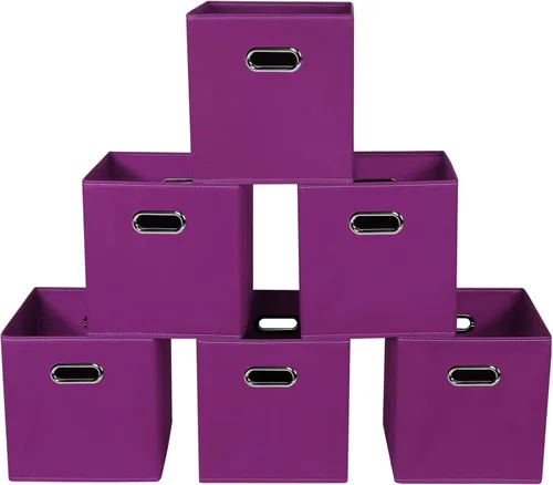 Miniatura 13 de Contenedores de almacenamiento de tela, organizadores de tela con asa, cubos plegables para almacenamiento de tela o accesorios, 11 x 11 x 11 Naranja