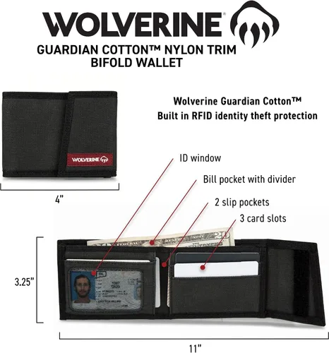 Miniatura 23 de WOLVERINE Billetera plegable de lona/cuero para hombre