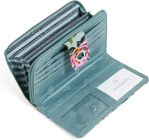 Miniatura 2 de Vera Bradley Cartera de algodón Turnlock para mujer con protección RFID