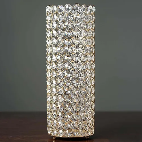 Miniatura 17 de Efavormart - Juego de 2 portavelas votivas de metal dorado de 9 pulgadas, jarrón multiusos con tallo de cristal