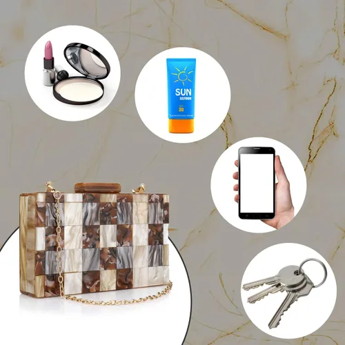 Miniatura 4 de YYW Monederos y bolsos de mano de acrílico con mármol para mujer, elegante banquete de noche, bolsa de mano