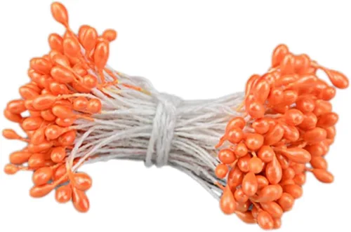Miniatura 13 de QueenBox® 900 piezas de estambres de flores de doble cabeza de 0.118 pulgadas, Pistilo floral de perlas artificiales para bricolaje, ramo de flores