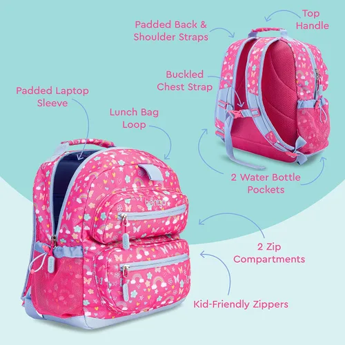 Miniatura 3 de Mochila Bentgo para Niños - Mochila Duradera y Ligera de 14", multicolorfantasía (Rainbows)