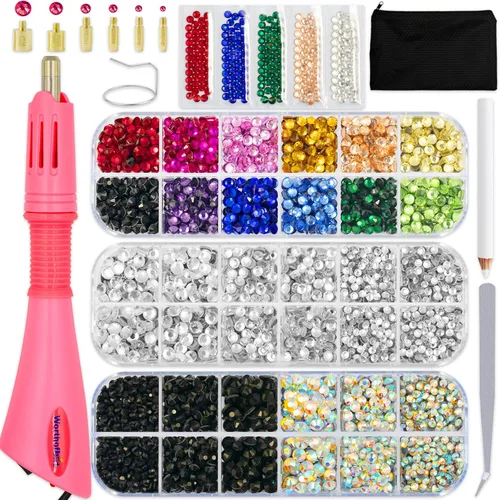 Hotfix - Kit de aplicador con diamantes de imitación, 5200 piezas, kit de deslumbramiento de cristales de imitación herramienta aplicadora para