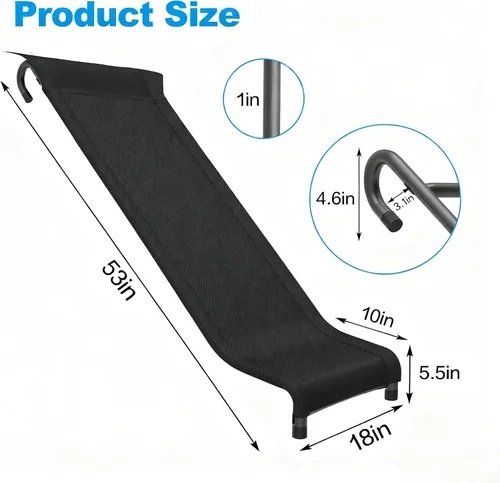 Miniatura 2 de Escalera universal para trampolín de 10/12/14/15 pies, diseño negro y plateado con marco de acero resistente, fácil de montar, seguridad y parte