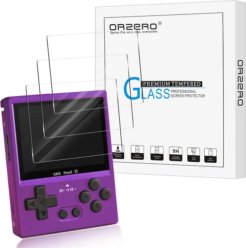 Orzero Paquete de 3 protectores de pantalla de vidrio templado compatible con consola de juegos portátil GKD Pixel 2, 9 dureza, alta definición,