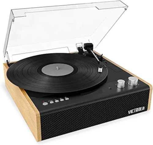 Miniatura 3 de Victrola Eastwood – Reproductor de discos Bluetooth – Tocadiscos de 3 velocidades, cartucho MM premium, transmisión de vinilo para transmisión Bambú