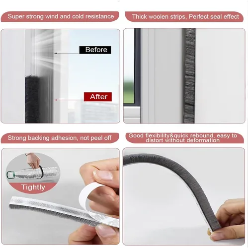 Miniatura 6 de Tira de sellado de puerta de 33 pies para ventana, cinta aislante de invierno para marco de insonorización, inserciones de ventana resistentes al