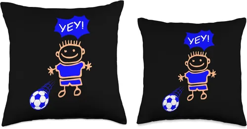 Miniatura 3 de Niño juega fútbol con pelota, Yey! Throw Pillow