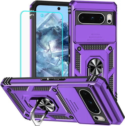 Miniatura 9 de HNHYGETE Funda para Pixel 6a con protector de pantalla HD, soporte giratorio de grado militar de 360° (resistente) a prueba de golpes para Google