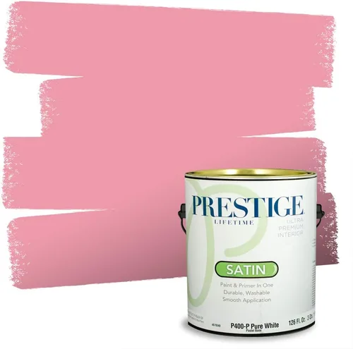 Miniatura 97 de Prestige Paints E100-T-SW6591 Pintura exterior e imprimación en uno, 1 galón, plano, combinación comparable de Sherwin Williams Amaryllis, 1 galón