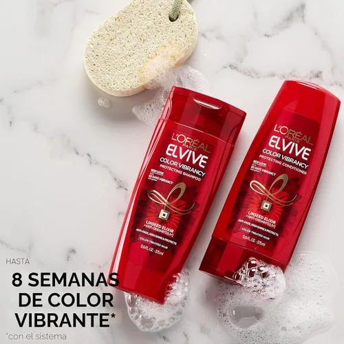 Miniatura 3 de L'Oreal Paris Elvive Color Vibrancy Champú Protector, para Cabello Teñido, Champú con Elixir de Linaza y Antioxidantes, para Anti-Decoloración, Alto