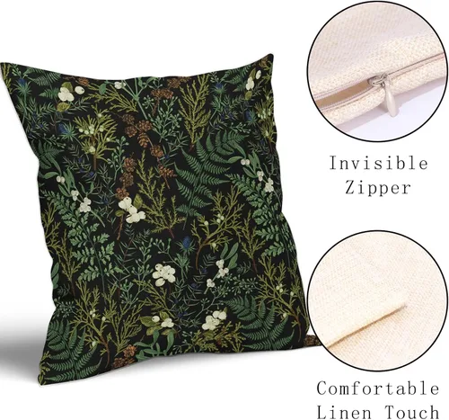Miniatura 3 de Juego de 2 fundas de almohada de plantas verdes de 18 x 18 pulgadas, diseño de hojas de helecho botánico verde salvia, primavera, verano, vintage