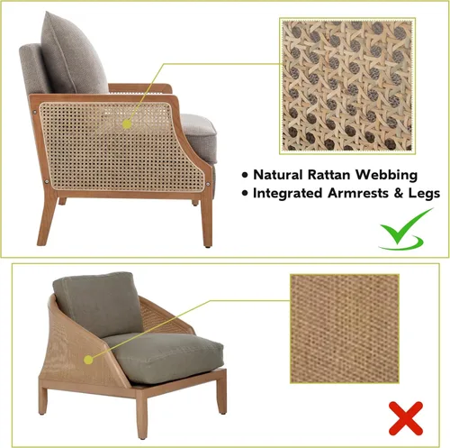 Miniatura 7 de HAOBO Home Silla decorativa moderna de mediados de siglo, sillas tapizadas para sala de estar, sillón con reposabrazos de ratán, cómoda silla de Topo